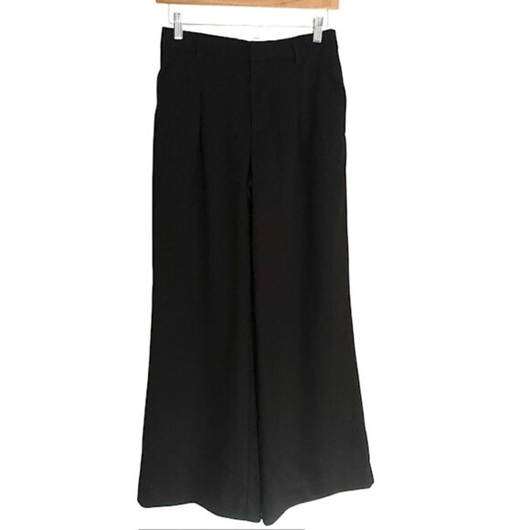 Reformation Black Wide Leg Pleated Pants 0 - Picture 1 of 5